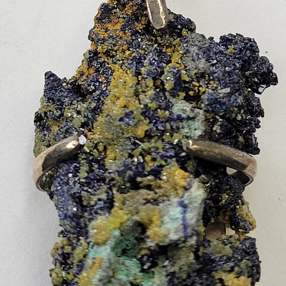 Azurite Malachite Pendant Statement Blue Rocks Pendant - Picture 4 of 16